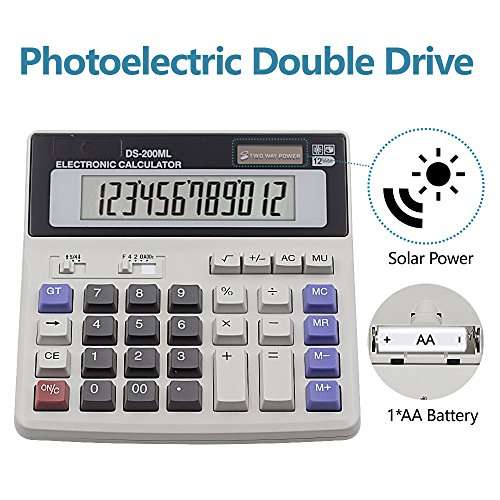 Calculator, Basic Desktop Calculator, Solar Battery Dual Power with 12-Digit Large LCD Display and Large Computer Keys Office Calculator by Ebristar (Battery Included) 2