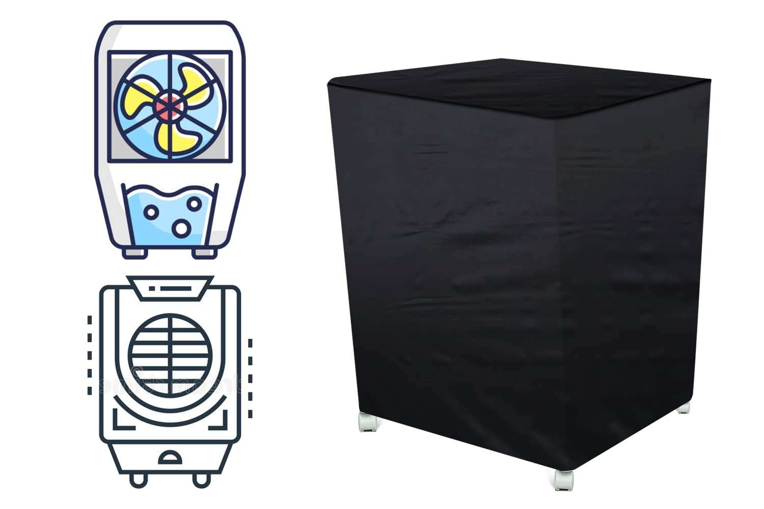 The Furnishing Tree Air Cooler Cover compatible for USHA ZX CD 908 90 Ltr Desert Cooler, Ployester, Black