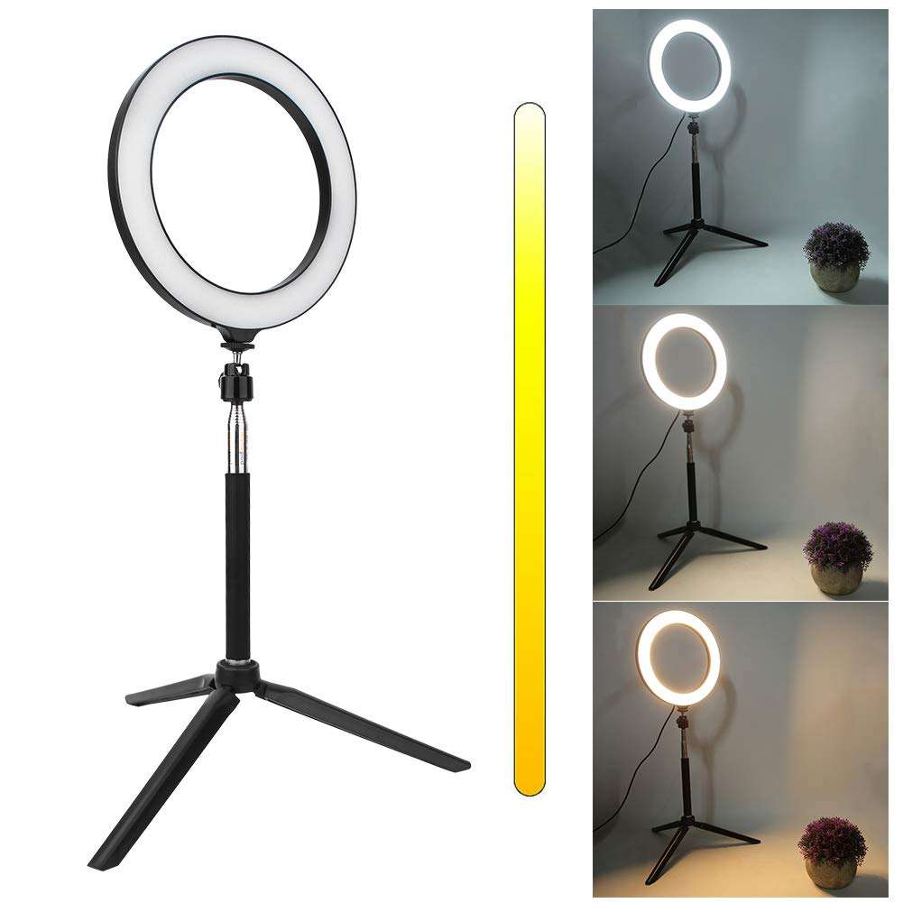 20 inch LED Dimmable Ring Fill Light Video Camera Selfie Light Kit,with Tripod Phone Holder Tripod,Support 3200K-5500K Dimmable 3 Colors 10 Brightness for YouTube Video Makeup 4