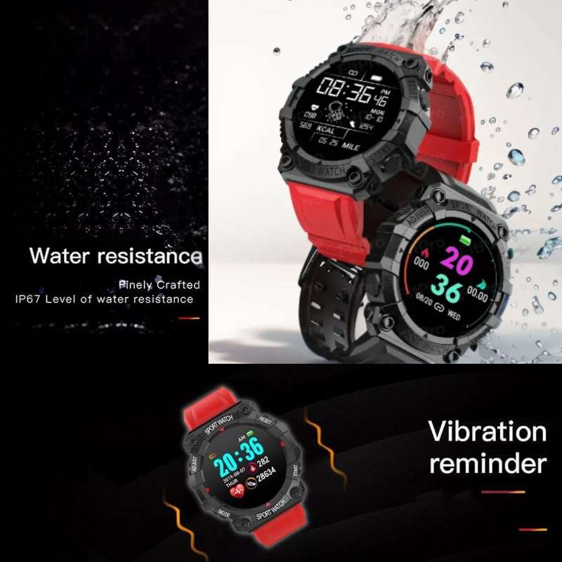 Drumstone (Diwali Special𝟏𝟓 Years Warranty FD68 Smart Fitness Band – Multi-Function Tracker for Heart Rate, Sleep, and Activity Monitoring Ages – Works with iOS & Android – Red 3