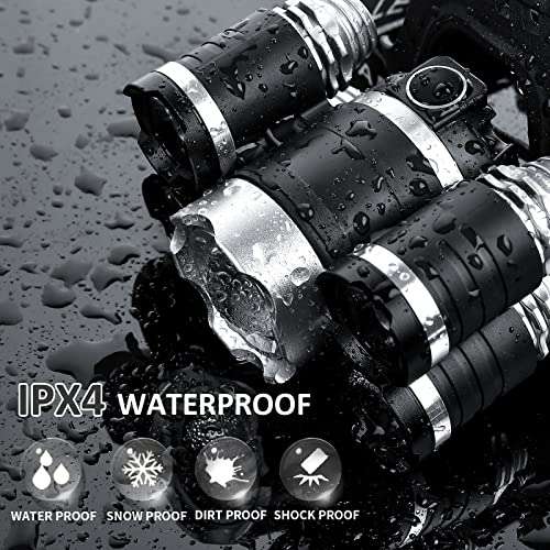 JIMEJV USB Rechargeable Headlamp 12000 Lumen Ultra Bright LED Work Headlight, 4 Modes Waterproof Head Lamp Best Headlamps for Adults, Camping, Outdoors & Hard Hat Work Zoomable Headlight (Sliver) 5