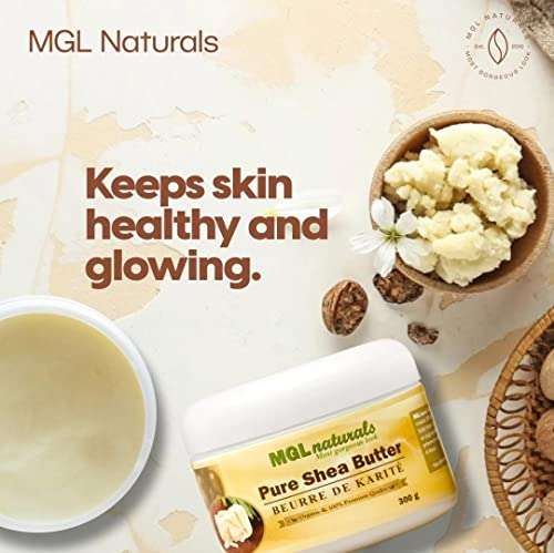 MGL Naturals Unrefined African Shea Butter Ivory whipped, 100% Raw, Organic | Apple and honeysuckle scented. Moisturizing body and hair butter from Ghana. 11 oz / 300g 3