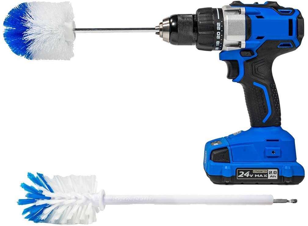 RotoScrub Combo Kit Bottle Brush + Long Reach Drill Brush Attachment, All Purpose for Bottle, Corners, Edges, Toilets, Car Tires, Hard to Reach Areas, Heavy Duty Bristles 1