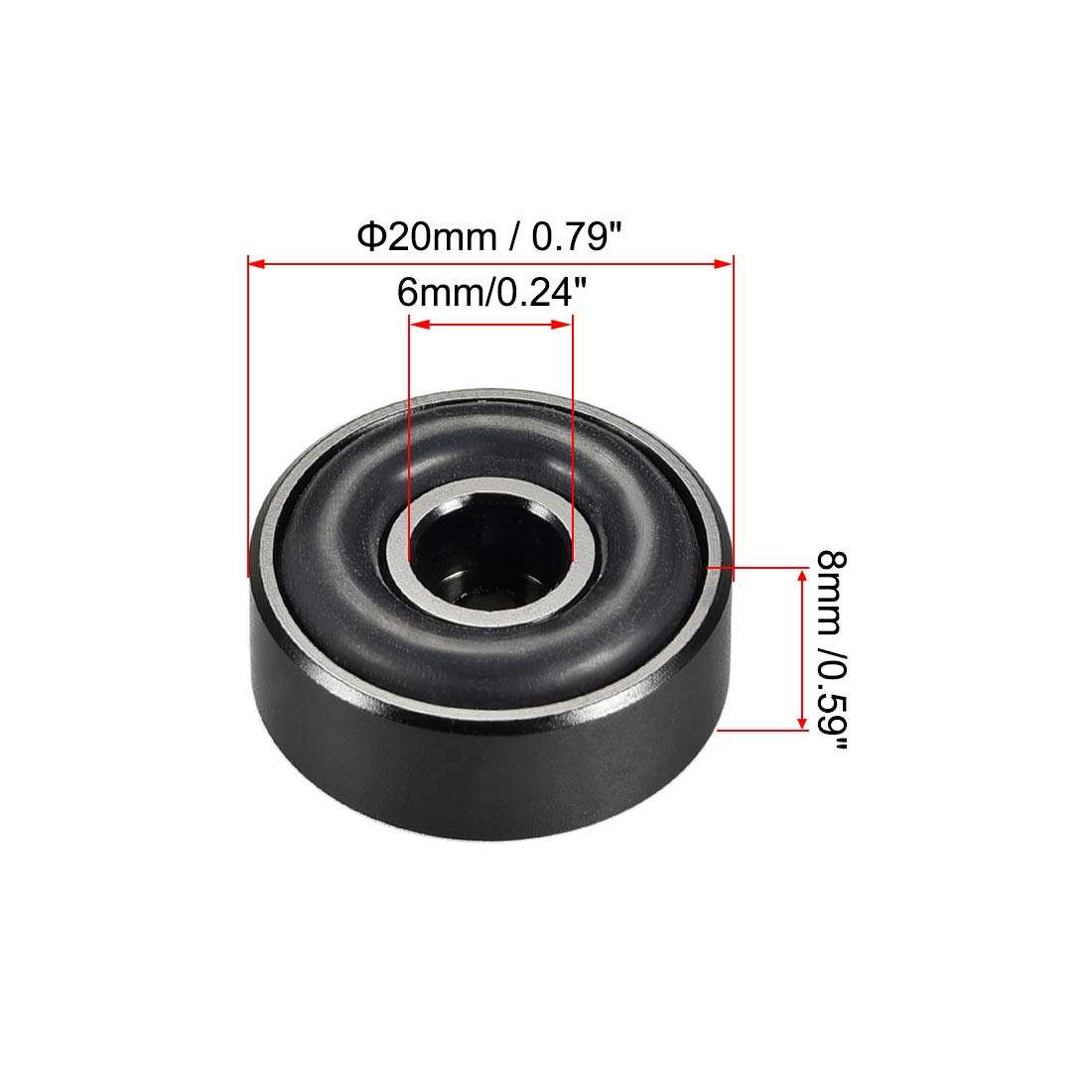 uxcell 4 Pcs D20xH8mm Aluminum Feet Anti-Vibration Base Pad Stand with Rubber O Ring for Speaker Guitar Amplifier HiFi Black 3