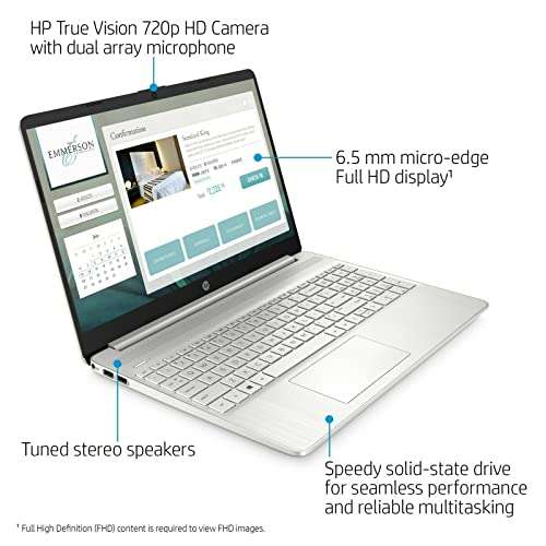 HP [Windows 10 Pro] 15.6" FHD Business Laptop Computer, 6-Core AMD Ryzen 5 5500U (Beat i7-1160G7), 16GB RAM 512GB PCIe SSD, Fast Charge, Bluetooth 4.2, HDMI, 9.5 Hours Battery Life, Silver, w/Battery 2