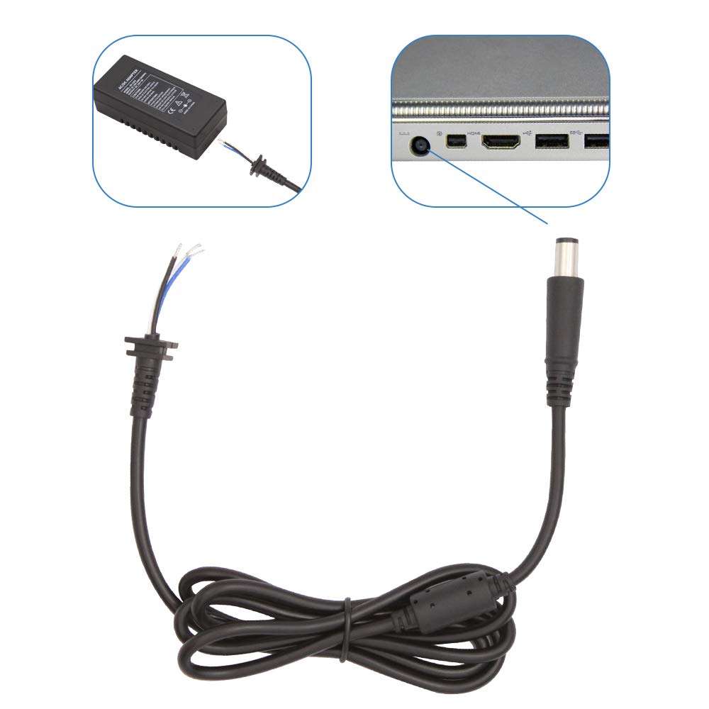DC Cable 7.4mm x 5.0mm Male Plug DC Power Adapter Pigtail Cable Cord 7.4 x 5.0mm Male Plug with Needle for DELL HP Laptop Power Adapter 6