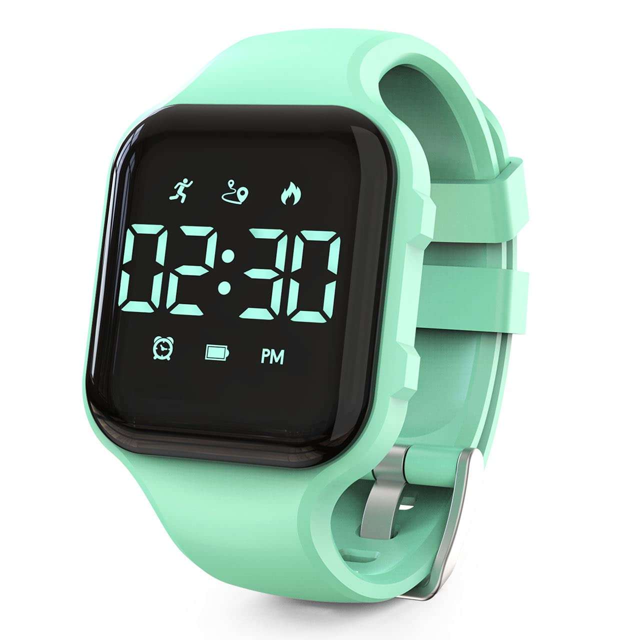Konewos Kids Led Fitness Tracker Watch, Non-Bluetooth Digital Pedometer Wristwatch, Waterproof, 12/24 H, Stopwatch, Calendar, for Children Girls Boys Teens (Green) 1