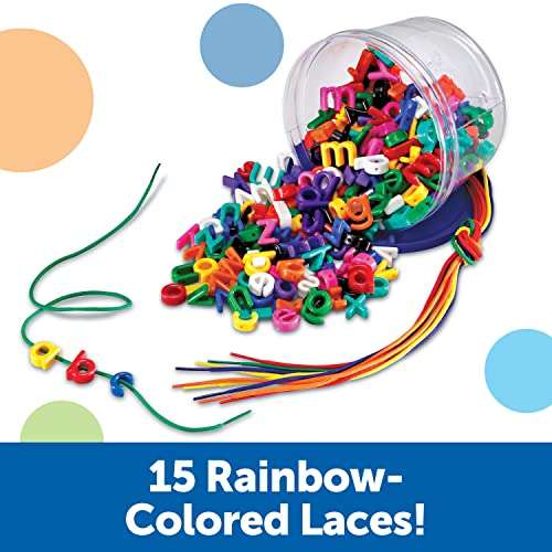 Learning Resources Lowercase Lacing Letters - 275 Pieces, Ages 3+, Toddler Alphabet Learning Toys, Letter Beads for Kids, Homeschool Supplies, Alphabet Beads, Early Spelling,Back to School Supplies 3