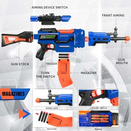 Bigpower Electric Kids Toy Sniper Rifle with Scope Tactical Vest Kit,4 in 1 Automatic Kids Sniper Rifle Toy Guns for Boys 8-12,Rifle Dart Guns Big Size,Toy Guns with Removable Magazines（2 Pcs 4