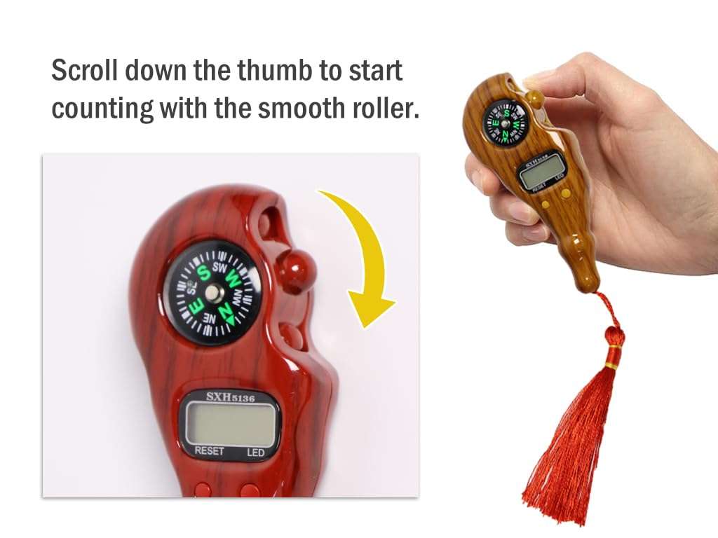 Anlising 3PCS Digital Beads Counter, Buddha Beads Counter, Prayer Beads Counter, Digital Finger Counter, Digital-Tasbih Counter with Compass and Light, for Meditation, Relaxation, Muslim Prayer 5