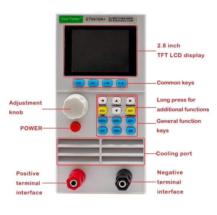 ET5410A+ Programmable 400W DC Electronic Load Battery Load Tester DC Tester Battery Internal Resistance Tester 0-150V 0-40A (ET5410A+, USB) 2