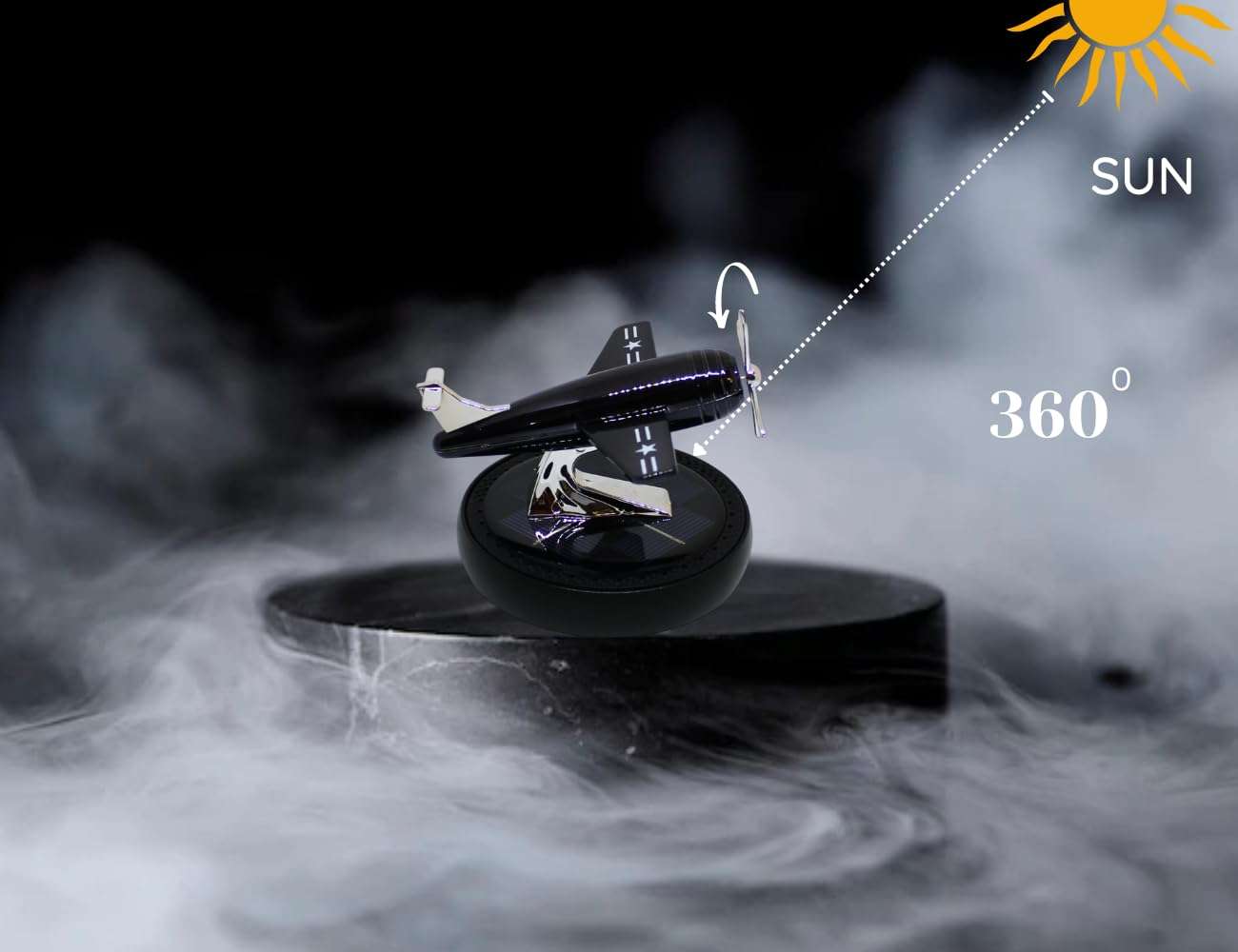 YOURKARTS.COM ™ New Glider 2024 Solar car Dashboard Perfume 360 Degree Rotation With plant based perfume (BLACK) 5