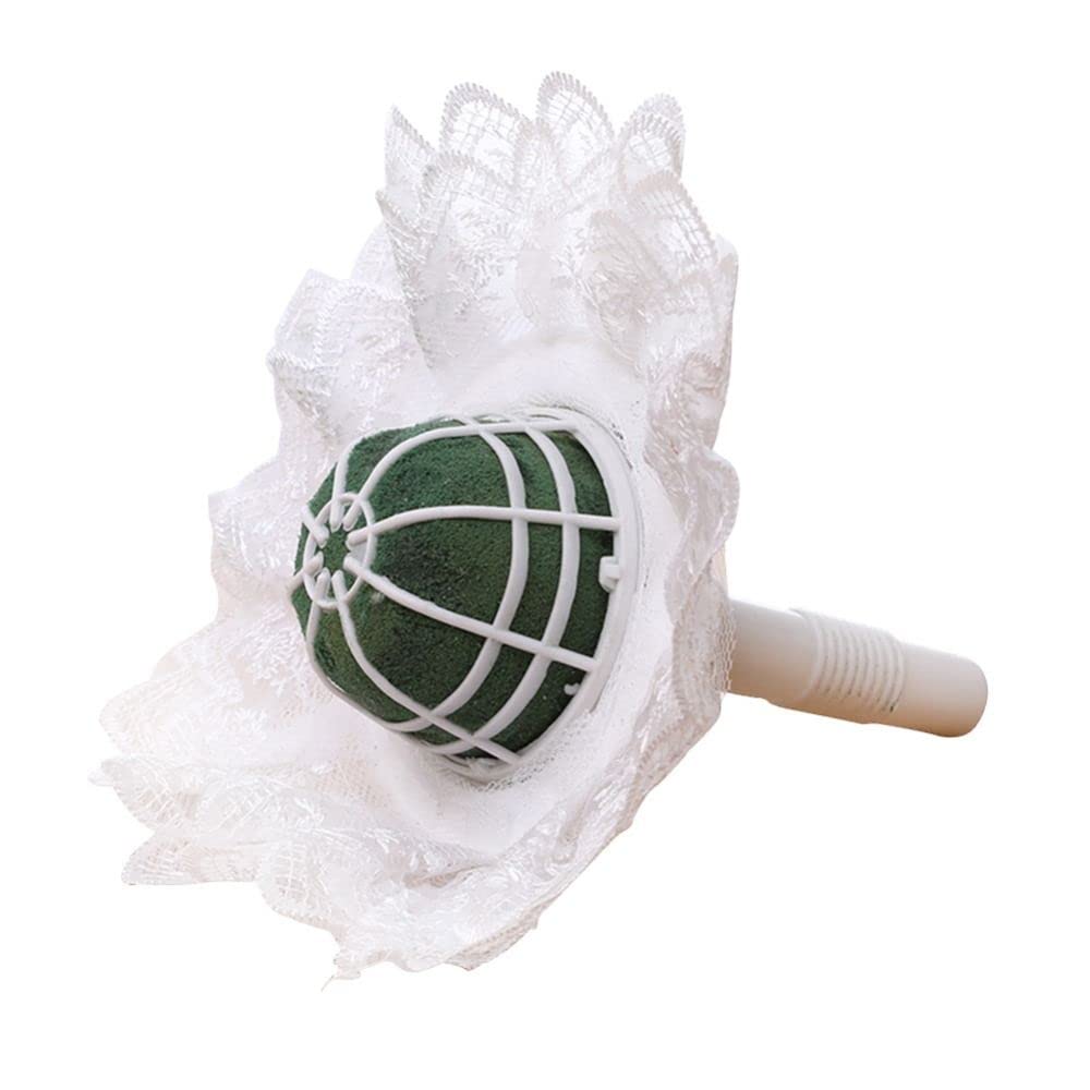 Bride Bouquet Holder,DIY Wedding Foam Bouquet Handle,Fresh Artificial Flower Holder,Artifical Flower Arrangements Bouquet Holder(White) 1