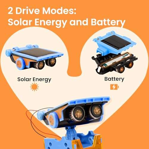 Sillbird Solar Building Robot Kit STEM Gift for Boys Aged 8-13, DIY Science Educational Toys for Kids Teens Birthday, 12-in-1 Solar or Battery Powered Robotic Set with 197 Pieces 5