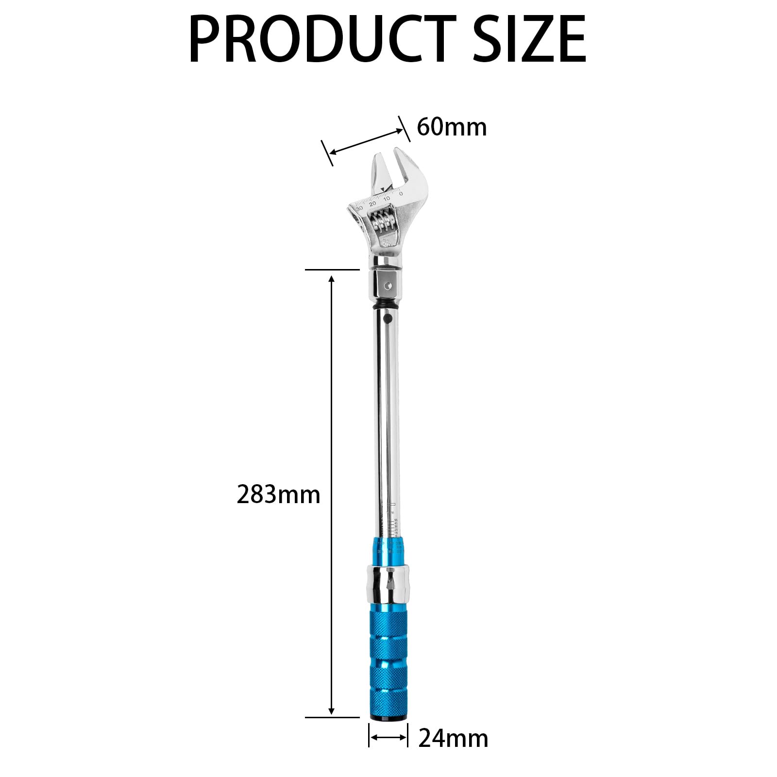 FTGear Adjustable Torque Wrench, 10-60 N.m Torque Wrench with 30mm Open End and 3/8 Drive Ratchet Interchangeable Head, Mini Split Torque Wrench for Mechanical Repair, E0B-YLV-6MK840 3
