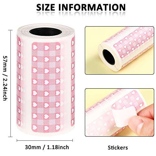 6 Pieces Self-Adhesive Thermal Paper Multi-colored Printable Paper Roll Printable Sticker Paper Mini Direct Thermal Label with Heart and Shamrock Pattern for Portable Pocket Mobile Printer, 57 x 30 mm 2