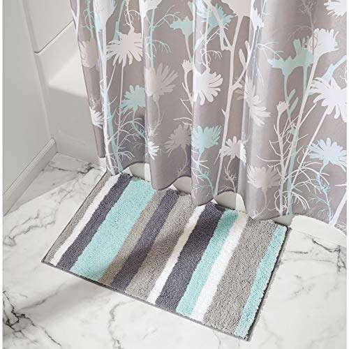 iDesign Stripz Bath, Machine Washable Microfiber Accent Rug for Bathroom, Kitchen, Bedroom, Office, Kid's Room, 21" x 34", Mint and Gray 5