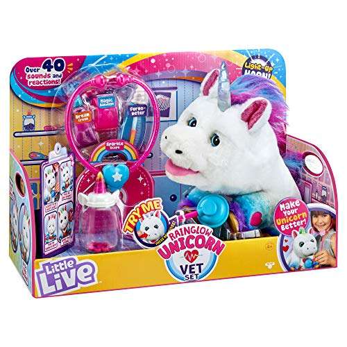 little live pets rainglow interactive pet unicorn vet set- Multi color