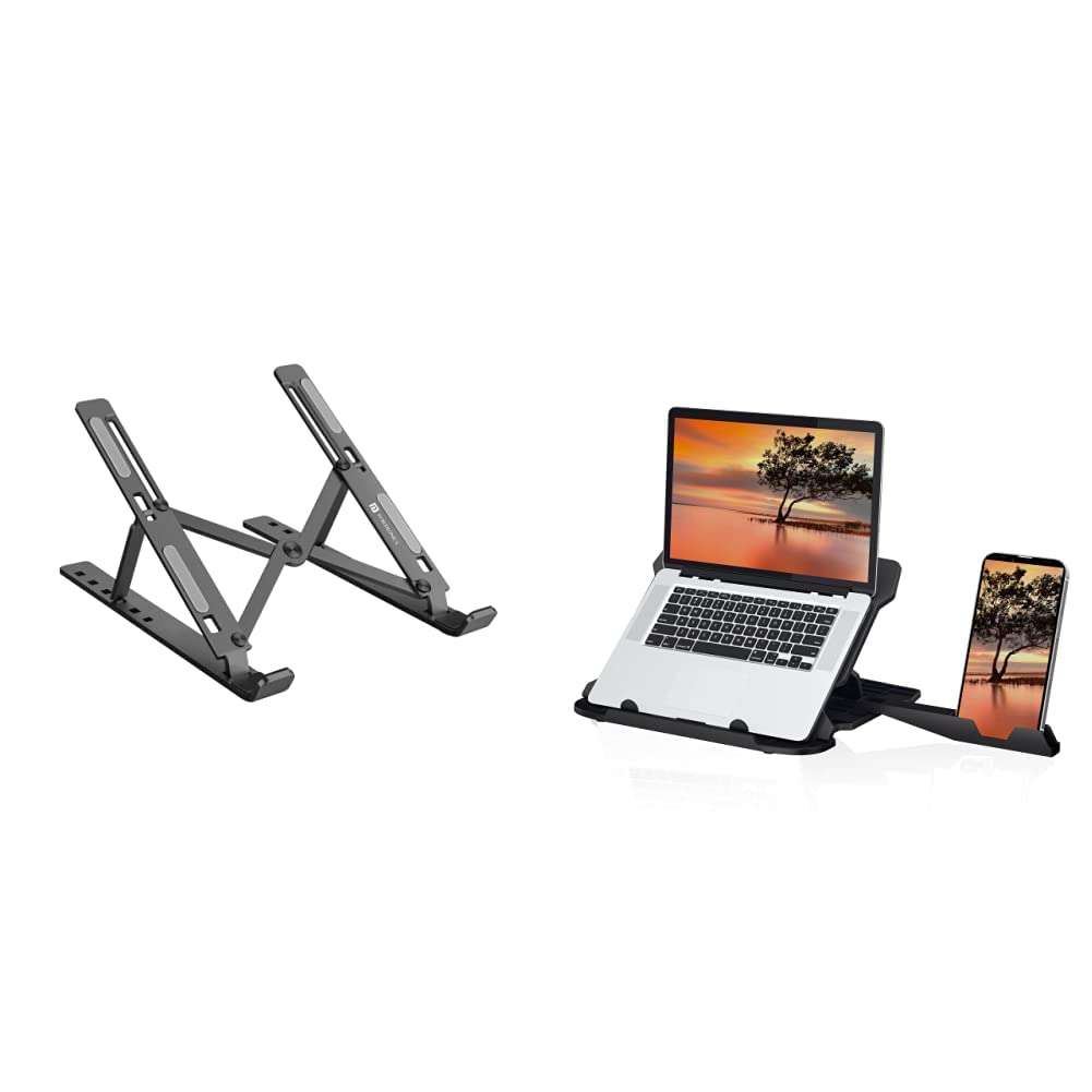 Portronics My Buddy K Portable Laptop Stand with Adjustable Height, Foldable & My Buddy Hexa 22 POR-1157 Portable Laptop Stand with 7 Adjustable Angles 360 Degree Rotational Base(Black) 1