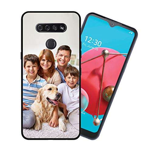 Styletify Custom Phone Case for LG K51, Personalized Photo Case Picture Shockproof Bumper Case Soft Silicone Candy Cases Customized Gift Birthday Father's Day Protective Phone Cover Black 1
