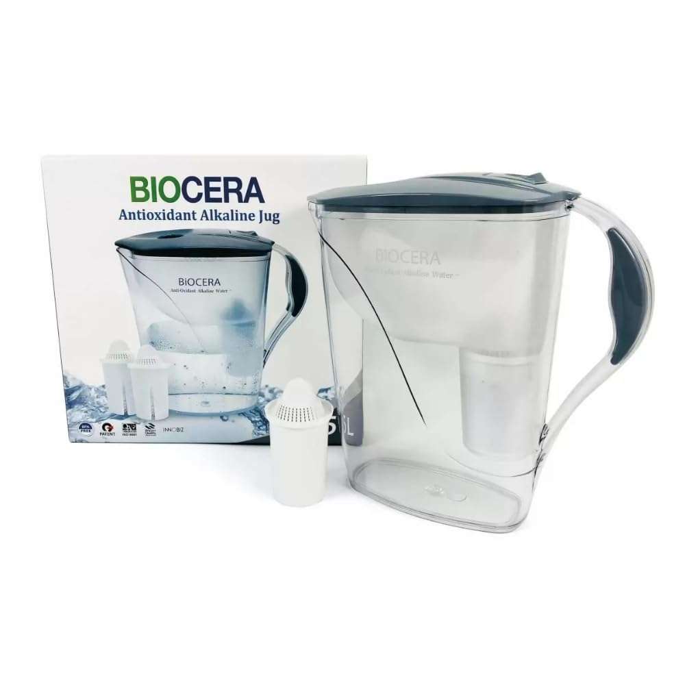BIOCERA Alkaline Anti-Oxidant Jug Filter (Includes 1 Cartridge - Lasts 4000 liters) 4