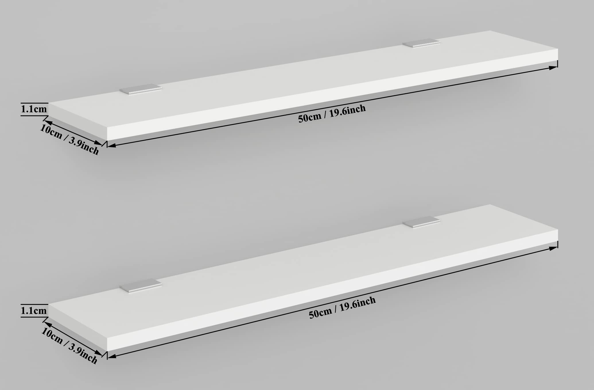 Captiver Wooden MDF Wall Mount Décor Shelf Stand 2 Tier 4X19.7 Inch Matte White II Bookshelves Shape Plastic Cupboard Mirror Steel Bookshelf Mounted Hanger Designer Holders Office Almirah Box 5