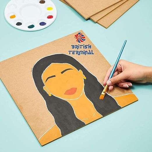 British Terminal 2mm MDF Boards for Art & Crafts, Wood MDF Sheets for Craft Work, Painting, Resin Art, Fluid Art, Decoupage, Mandala Art, Pyrography,Lippan,diy Cutouts l Material for Artists,students (24 X 18 INCH - 10 PCS) 4