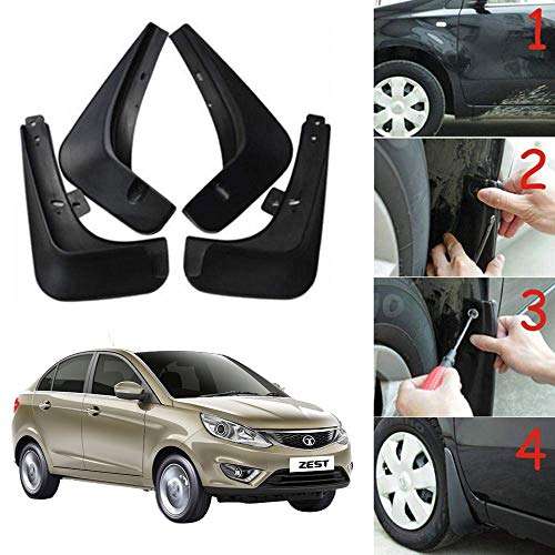 Oshotto (O.E.M Fitting Cup Type) Mud Flap/Splash Guard Compatible with Tata Zest (Set of 4) 1