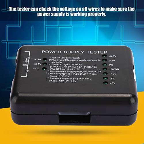 Computer PC Power Supply Tester ATX Power Supply Tester PSU Tester, PC Power Supply Tester Computer Power Supplies ATX Connectors Power Supply Tester with LED Indicator Light, Plug & Play(20/24 Pin) 4