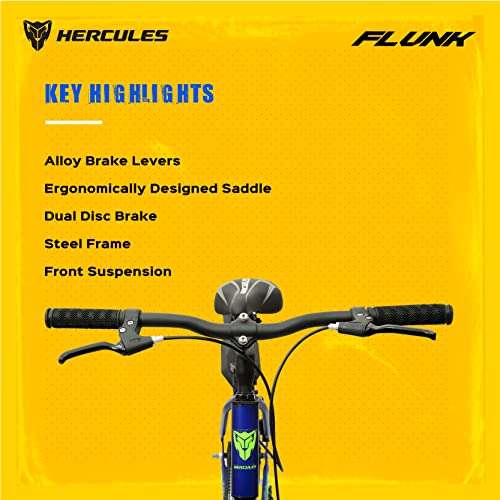 Hercules Flunk Ht 26T Single Speed 17 In Road Cycle For Unisex-Adult ( Matt Victor Blue , 12+ Years , Brake : Disc ), Front, ?17 Inches 3