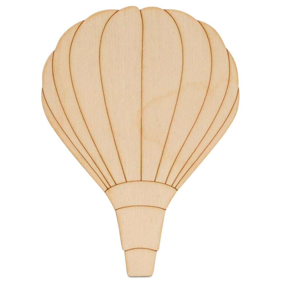 Wood Hot Air Balloon Cutouts 20-inch, 1/8 inch Thick, Pack of 5 Hot Air Balloon Decorations for Nursery/Valentines, by Woodpeckers 1