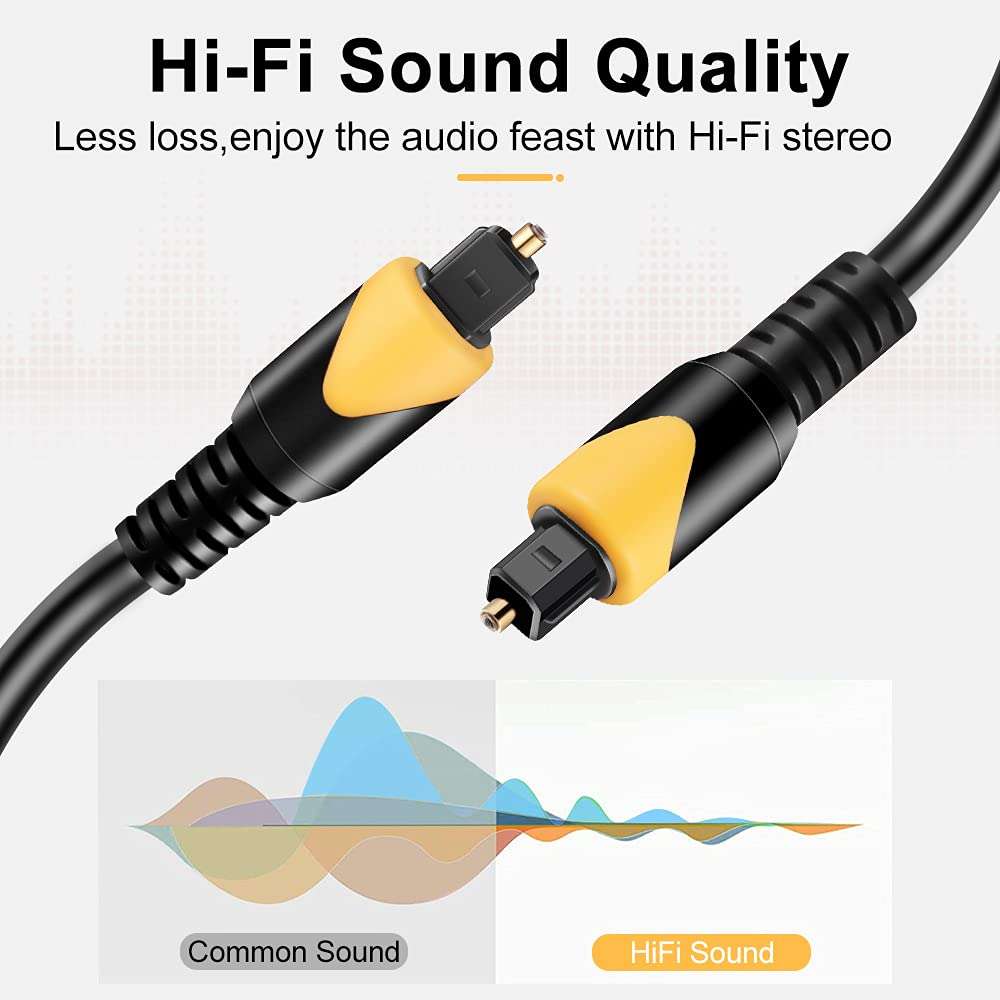 ZEXMTE 6FT Optical Audio Cable, Fiber Optic Cable, 24K Gold-Plated Ultra-Durability Audio Cable, Slim Optical Cable Digital Audio Cable for Home Theater, Sound Bar, TV, PS4, Xbox 2