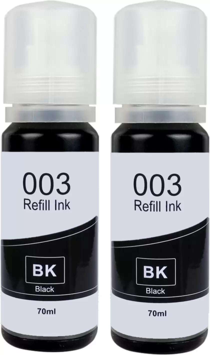 Teqbot 003 001 Refill Ink Compatible with Epson 001, 003, L3200, L3210, L3211, L3215,L3216,L3250,L3252 Black - Twin Pack Ink Bottle 1
