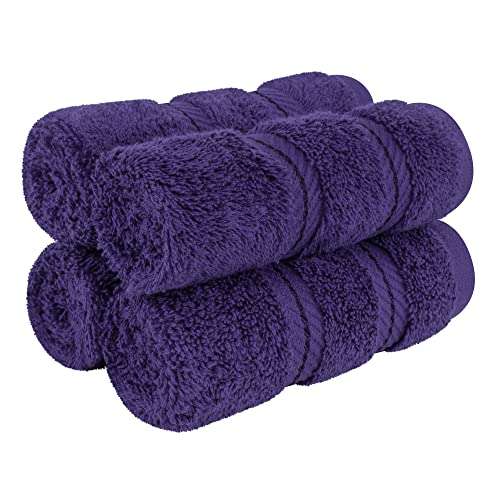 American Soft Linen Premium Turkish Genuine Cotton, Luxury Hotel Quality for Maximum Softness & Absorbency for Face, Hand, Kitchen & Cleaning (4-Piece Washcloth Set, Purple) 1