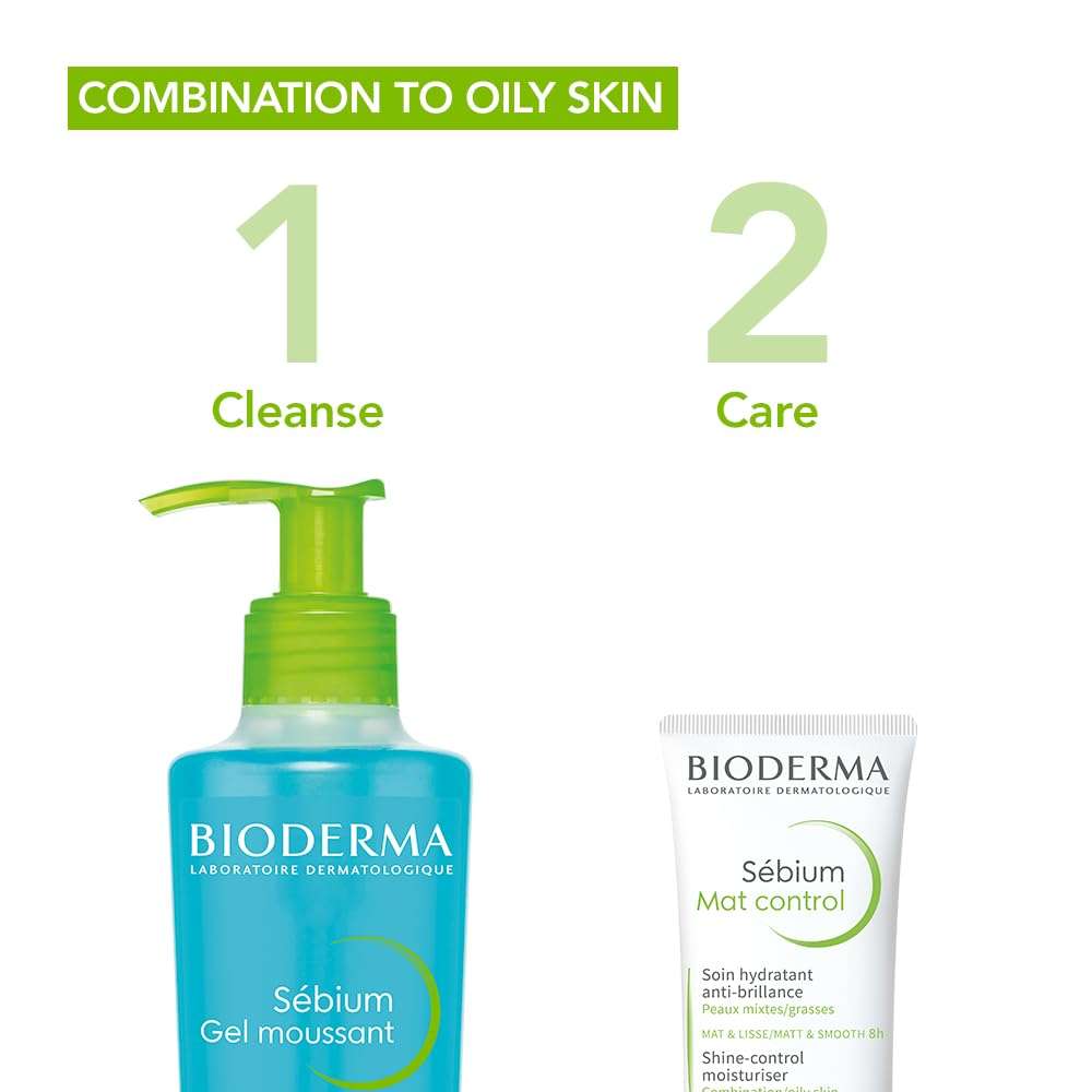 Bioderma Sébium Foaming Gel Pump, Gentle Face Cleanser, Makeup Removing Cleanser, Skin Purifying Face Wash for Combination to Oily Skin, 6.76 Fl Oz 2