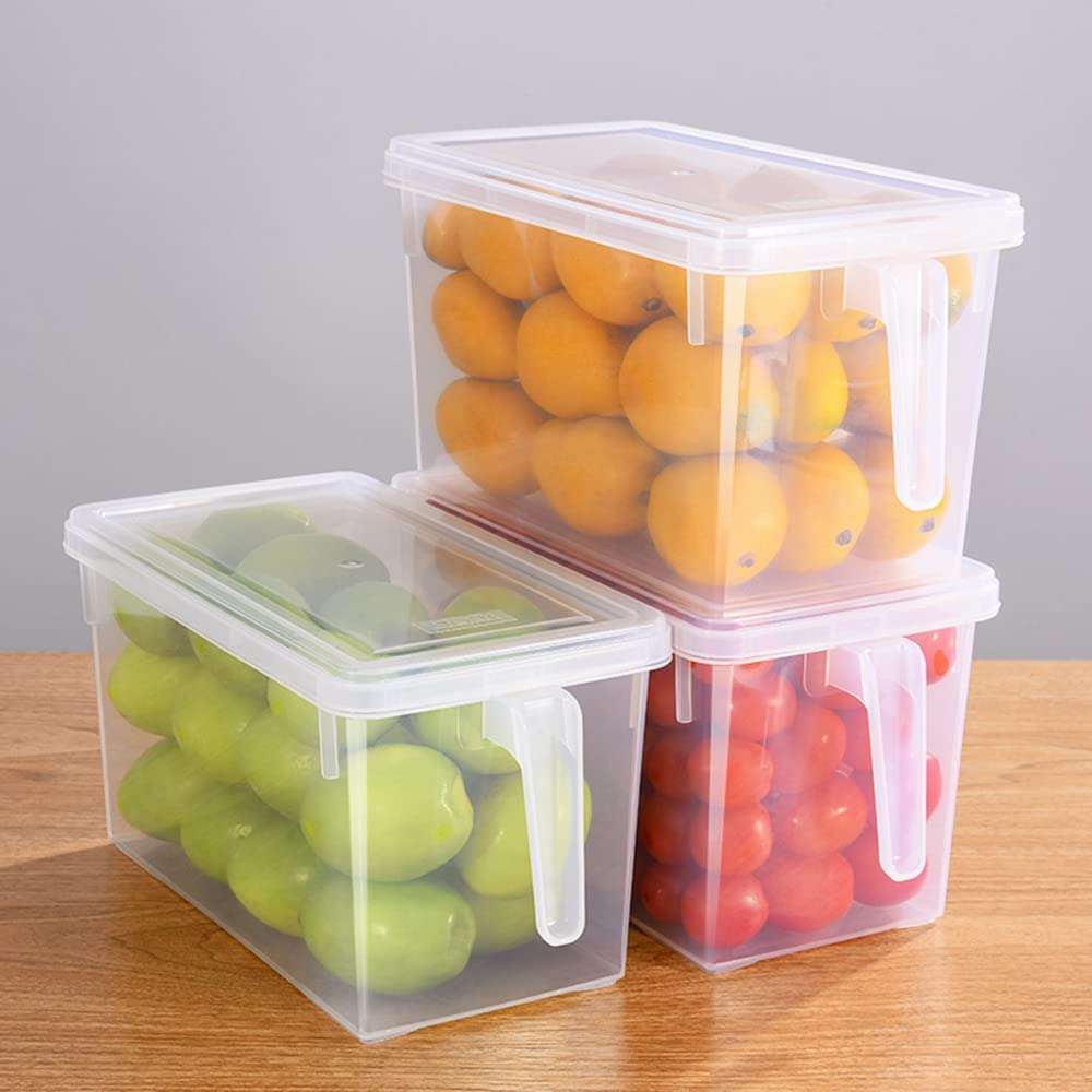 Plastic Fridge Storage Organizer Container with Lid & Handle – 5L Transparent Refrigerator Organizer Box for Vegetables & Fruits (Pack of 1) 6