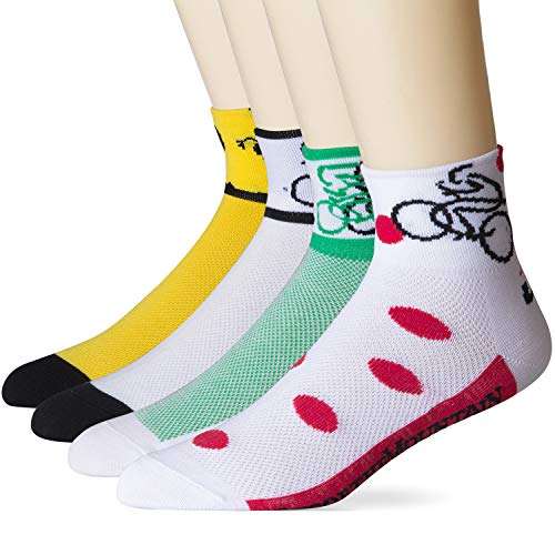 LIN 4 Pack Cycling Socks for Men & Women - Performance Moisture Wicking CoolMax Ankle Socks for Mountain Road Bike Sports 1