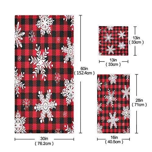 Vdsrup Buffalo Plaid Snowflakes Towels Set of 3 Red Check Winter Christmas Hand Towel Bath Towel Washcloth Soft Thin Face Guest Towel Kitchen Tea Dish Towels Bathroom Decorations Housewarming Gifts 2