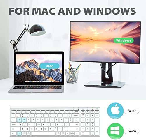 iClever GK03 Wireless Keyboard and Mouse Combo - 2.4G Portable Wireless Keyboard Mouse, Rechargeable Ergonomic Design Full Size Slim Thin Stable Connection Keyboard for Windows 7/8/10, Mac OS 2