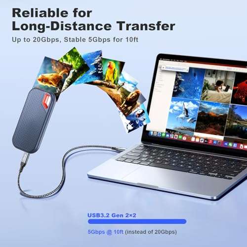 USB C to USB C Cable, [10FT 2-Pack] USB 3.2 Gen 2x2 USB C Cable, 4K UHD, 100W Fast Charging, 20Gbps Type C Cord for Meta/Oculus Quest, iPhone 16, MacBook, USBC Monitors/Portable Monitors, Webcam 6