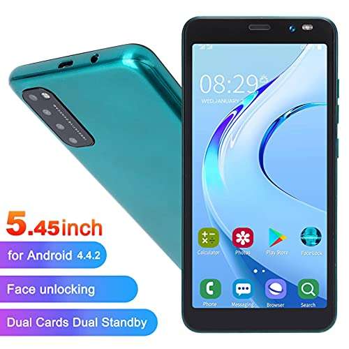 Hilitand 5.45 inch Smartphone, HD Full Screen Unlocked Cell Phones, for Android 4.4.2 Face Fingerprint Smart Phone, 512MB/4GB, Camera Mobil Phone, 1500mAh Battery, 128GB Extension (Green) 2