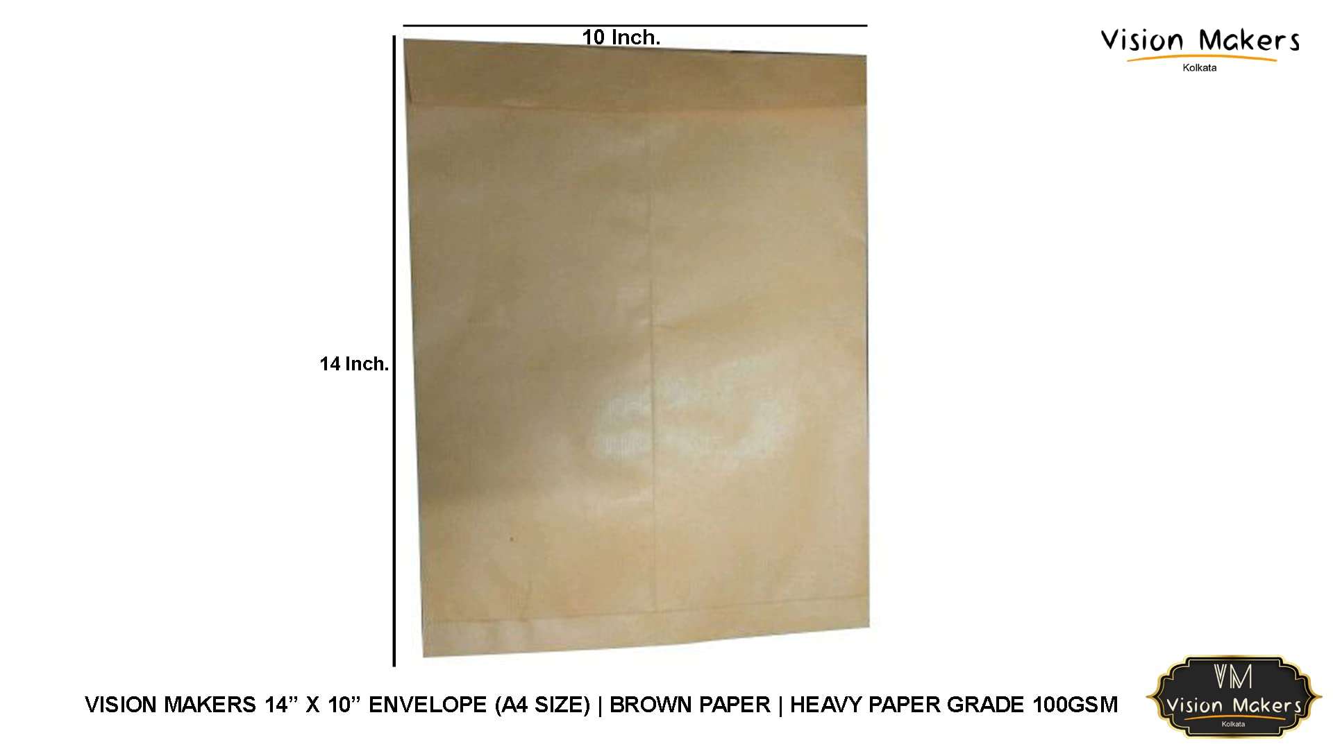 Vision Makers Envelopes | Brown Paper Envelopes | 14 X 10 Inch Size | 100 GSM Paper | A4 Size Paper Envelopes | Pack of 50 Nos. (Pack of 1) 3