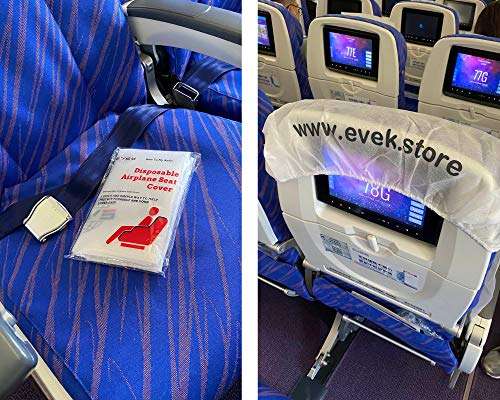 1pcs Protective Airplane Seat Covers for Travel Automotive Seat Cover Plane Protector Cars Taxi Train Public Transit Bus Disposable/Reusable Hygienic (White, 1-Pack) 4