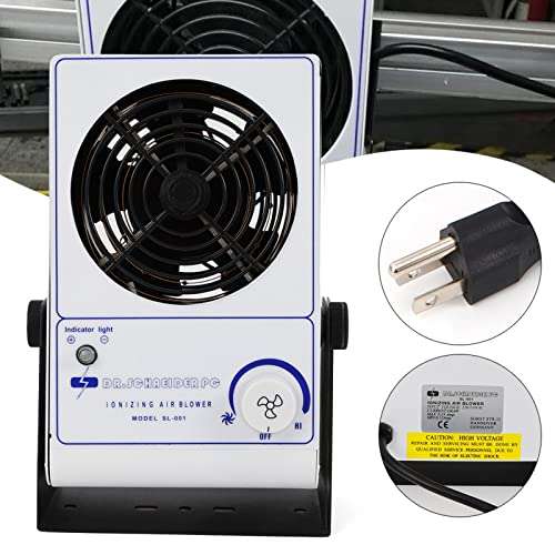 110V 60Hz Ionizing Air Blower Fan Anti Electrostatic Ion Blower Anti-Static Ionizer ESD Static Electricity Elimination Eliminator Fan Adjustable Wind Speed 2