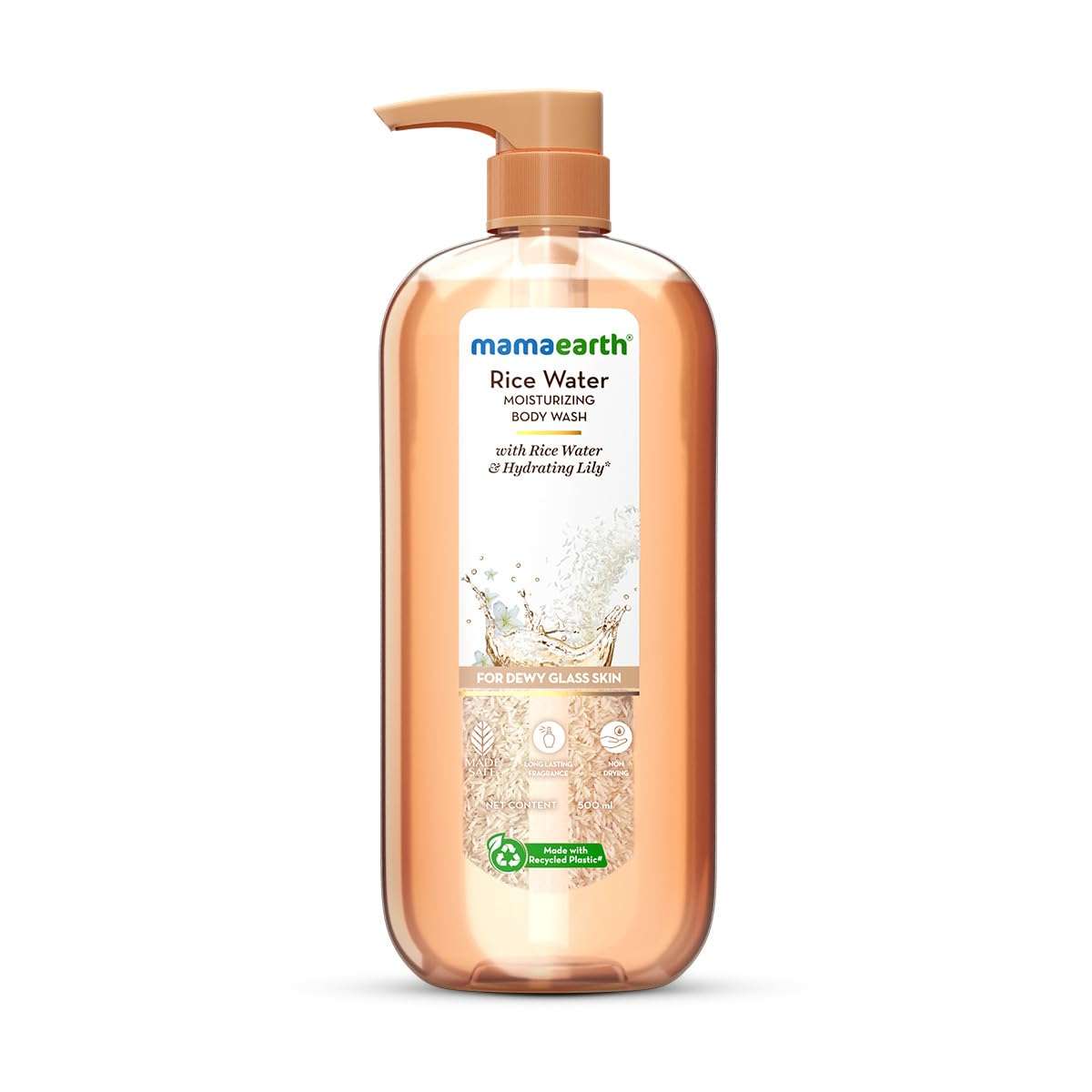 Mamaearth Rice Water Moisturizing Body Wash with Rice Water & Hydrating Lily Scent for Dewy Glass Skin - 500 ml | Intensely Moisturizes | Long Lasting Fragrance | Deeply Cleanses | Gentle | All Skin Types