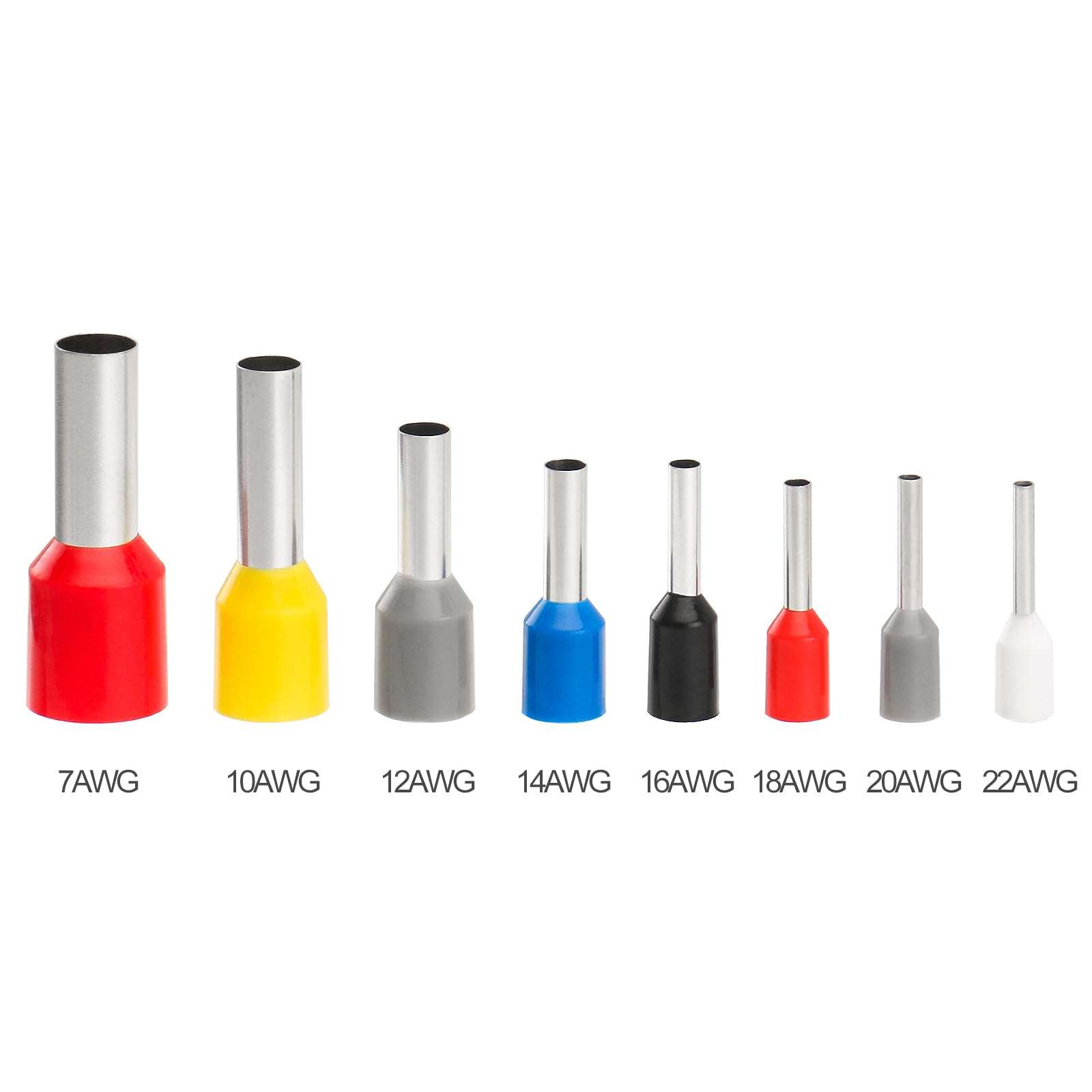 Baomain 1250pcs Wire Copper Crimp Connector Kit AWG 22/20/18/16/14/12/10/8 Assorted Insulated Ferrule Pin Cord End Terminal Set White Gray Red Black Blue Yellow 5