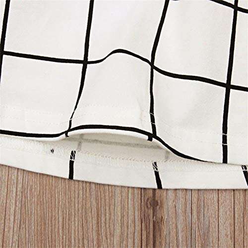 Cute Toddler Kids Baby Girls Long Sleeve Plaid Dress+Headband Outfit Clothes Set (3-4T, White) 5