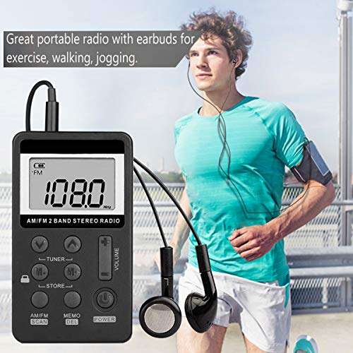 Personal AM/FM Pocket Radio Portable VR-robot, Mini Digital Tuning Radio, with Rechargeable Battery, Earphone, Lock Screen for Walk/Jogging/Gym/Camping 3