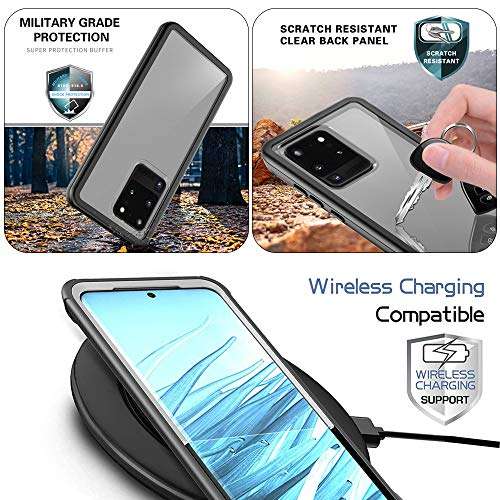 SZFIRSTEY for Samsung Galaxy S20 Ultra Case, Built-in Screen Protector Full Body Heavy Duty Dust Shockproof Case Support Wireless Charging for Galaxy S20 Ultra 5G 6.9 inch-2020(S20 Ultra-Black) 4