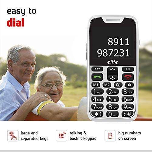 Easyfone Elite with Juvo Safety Band - 2.3" phone with 20+ senior citizen friendly features like Loud sound, sound booster, Dock charger, Photo speed dial, SOS Band & button, Auto call back, App based Remote phone configuration etc. - (White) With 1 Year warranty 6